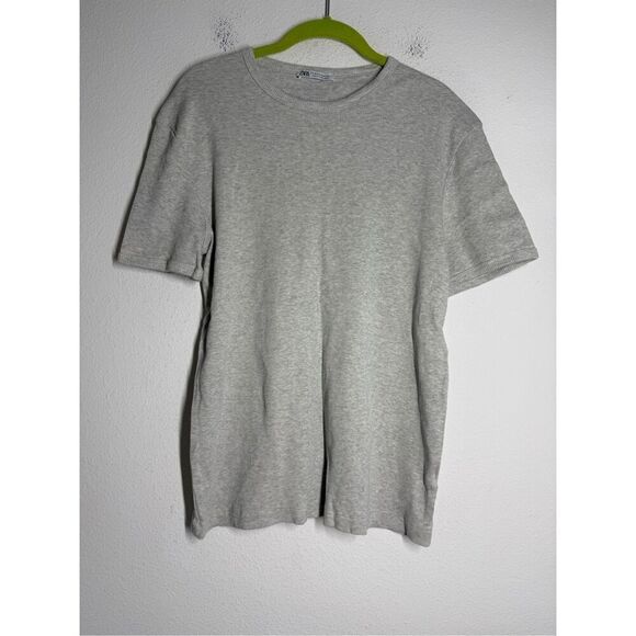 Zara Tops - Zara Women’s Cotton Blend Ribbed T-shirt Gray Size XL
